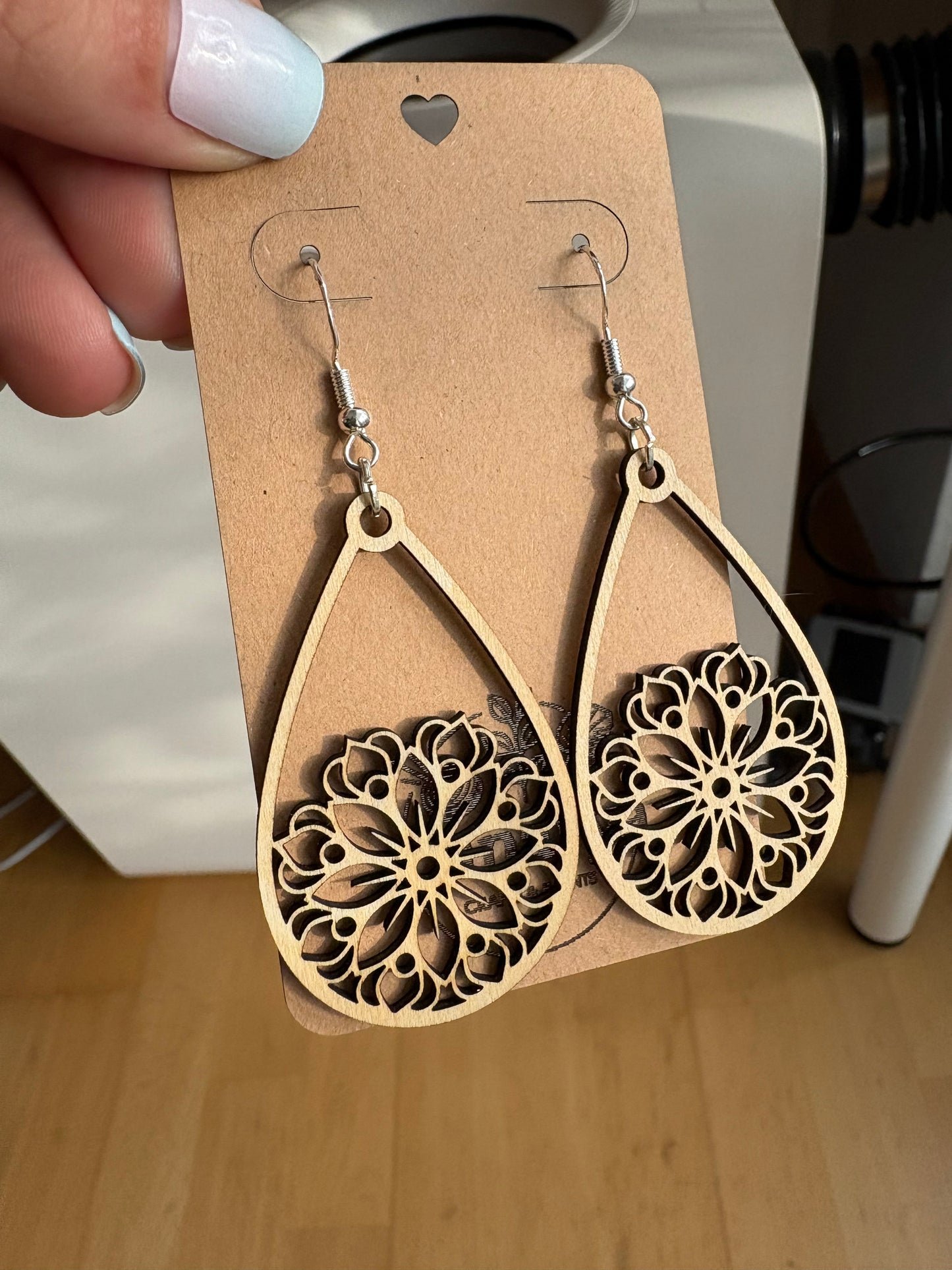 Boho Mandala Ohrringe aus Holz – 925 Silber | Leicht & Natürlich